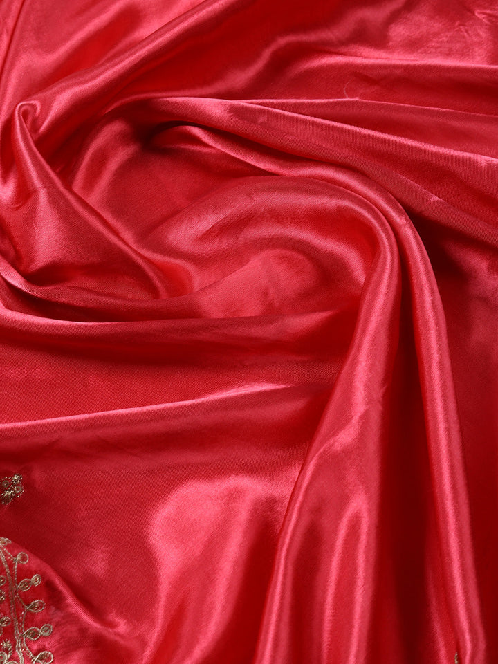 Neck Embroidered Art Silk Unstitched Suit With Dupatta