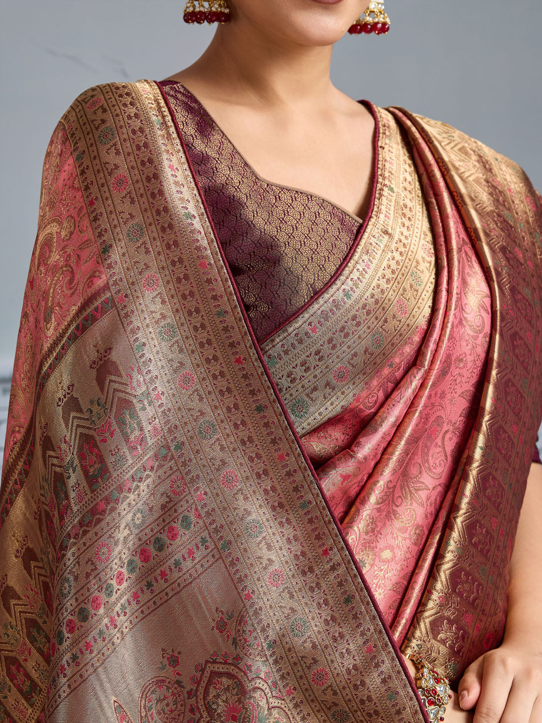 Woven Design Meenakari Kanjivaram Silk Saree