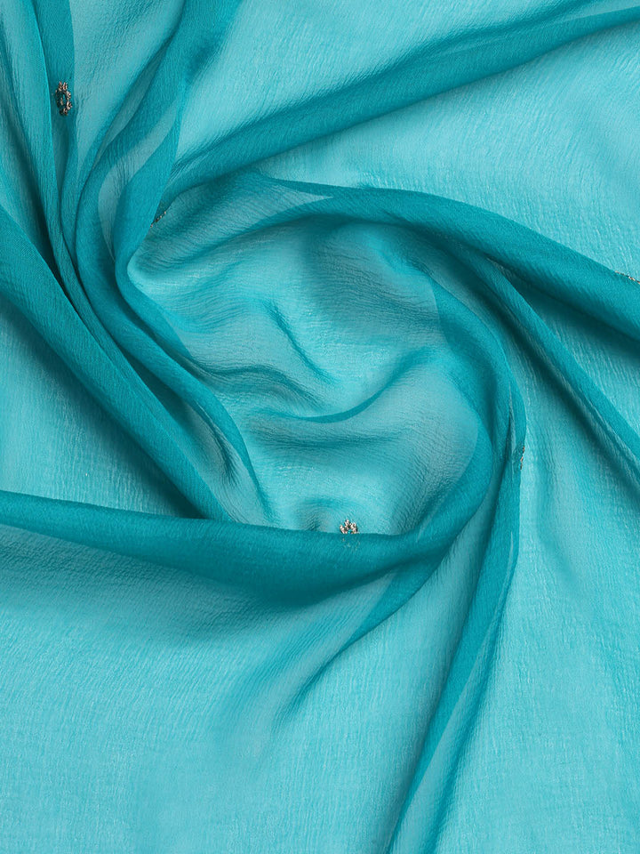 Patch Neck Art Silk Unstitched Suit With Dupatta