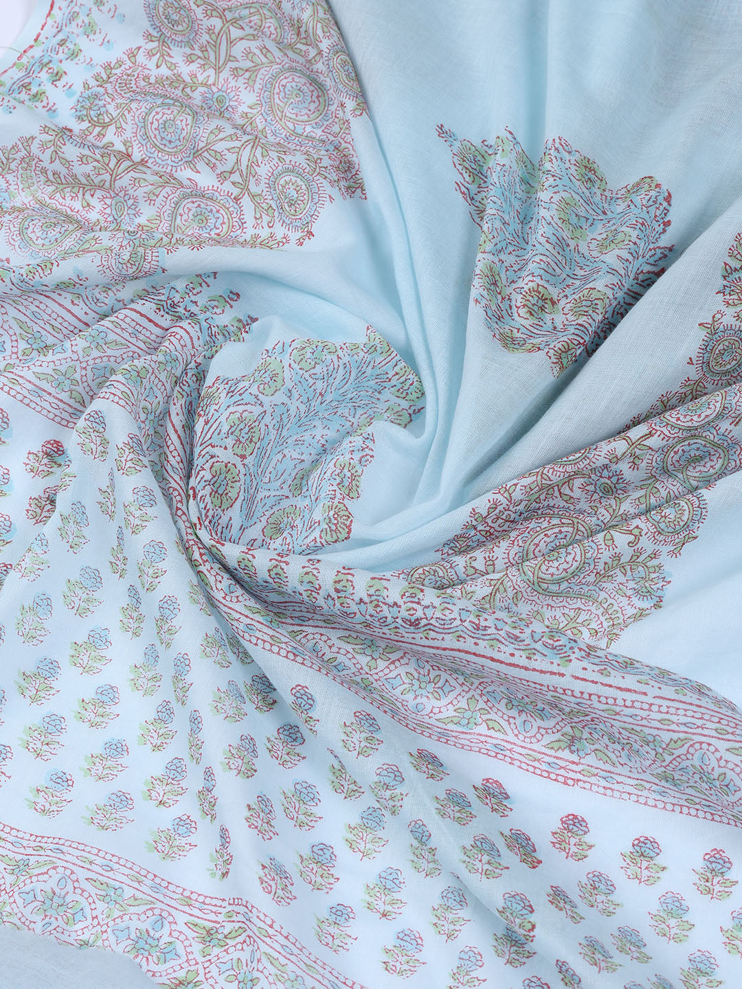 Neck Work Cotton Blend Unstitched Suit With Dupatta