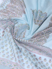 Neck Work Cotton Blend Unstitched Suit With Dupatta