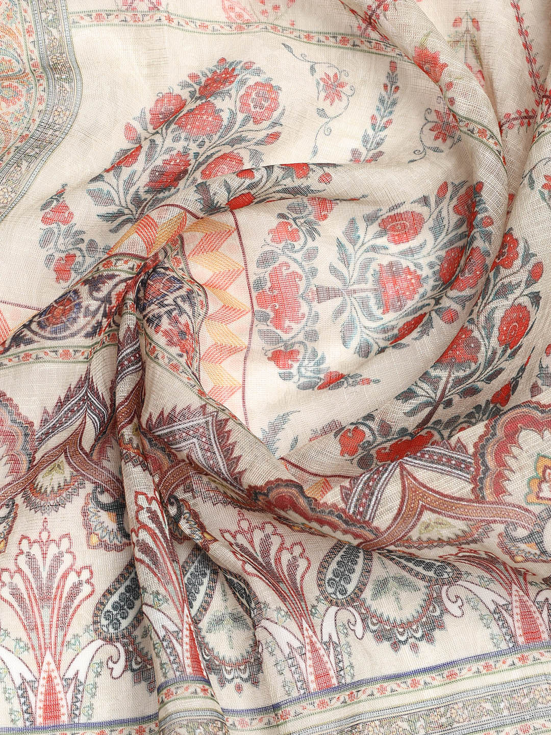 Printed Linen Unstitched Suit With Dupatta