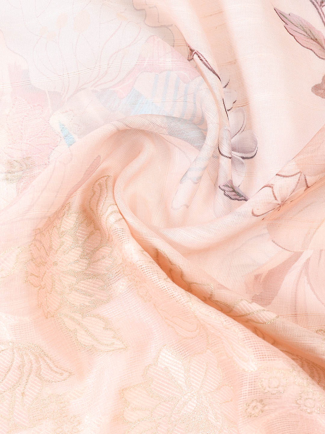 Printed Linen Unstitched Suit Piece With Dupatta