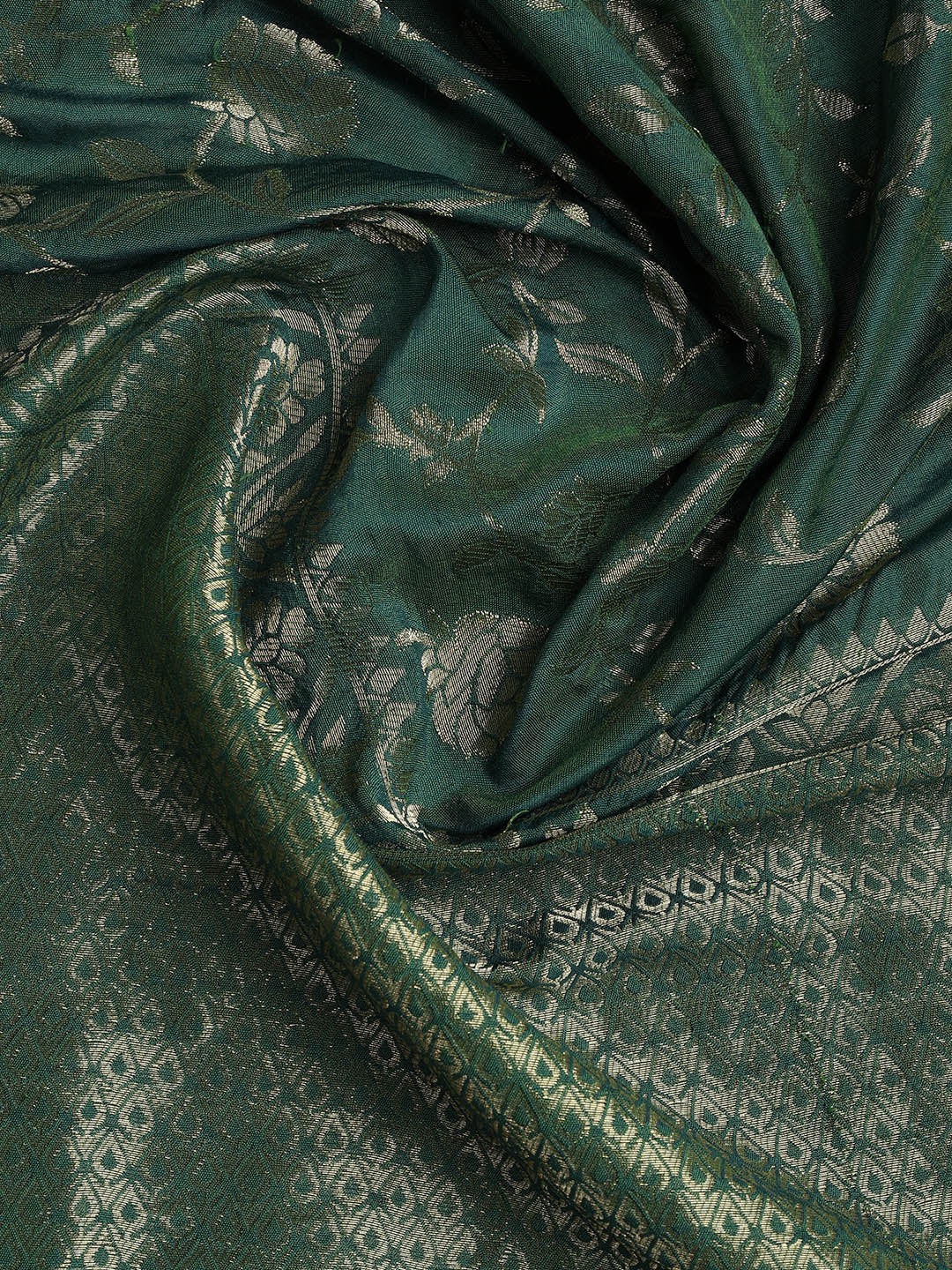 Embroidered Chanderi Unstitched Suit Piece With Dupatta