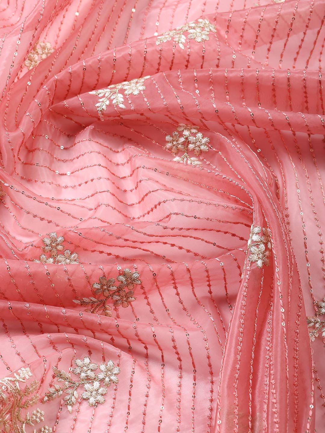 Embroidered Organza Unstitched Suit Piece With Dupatta