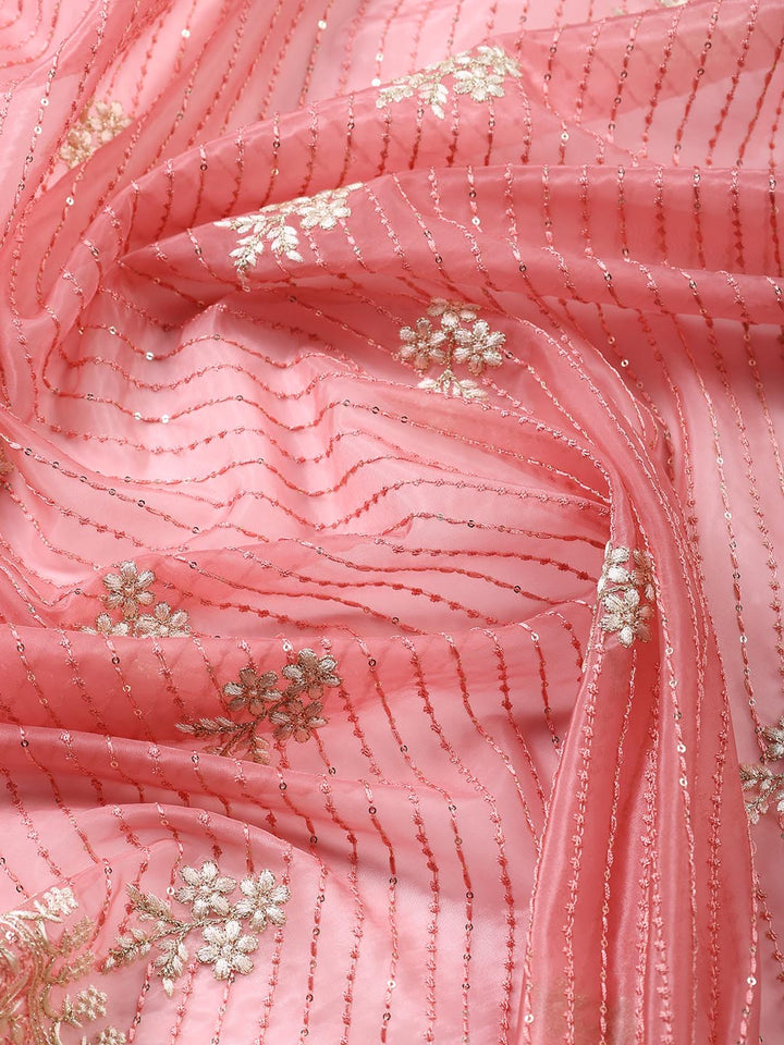 Embroidered Organza Unstitched Suit Piece With Dupatta