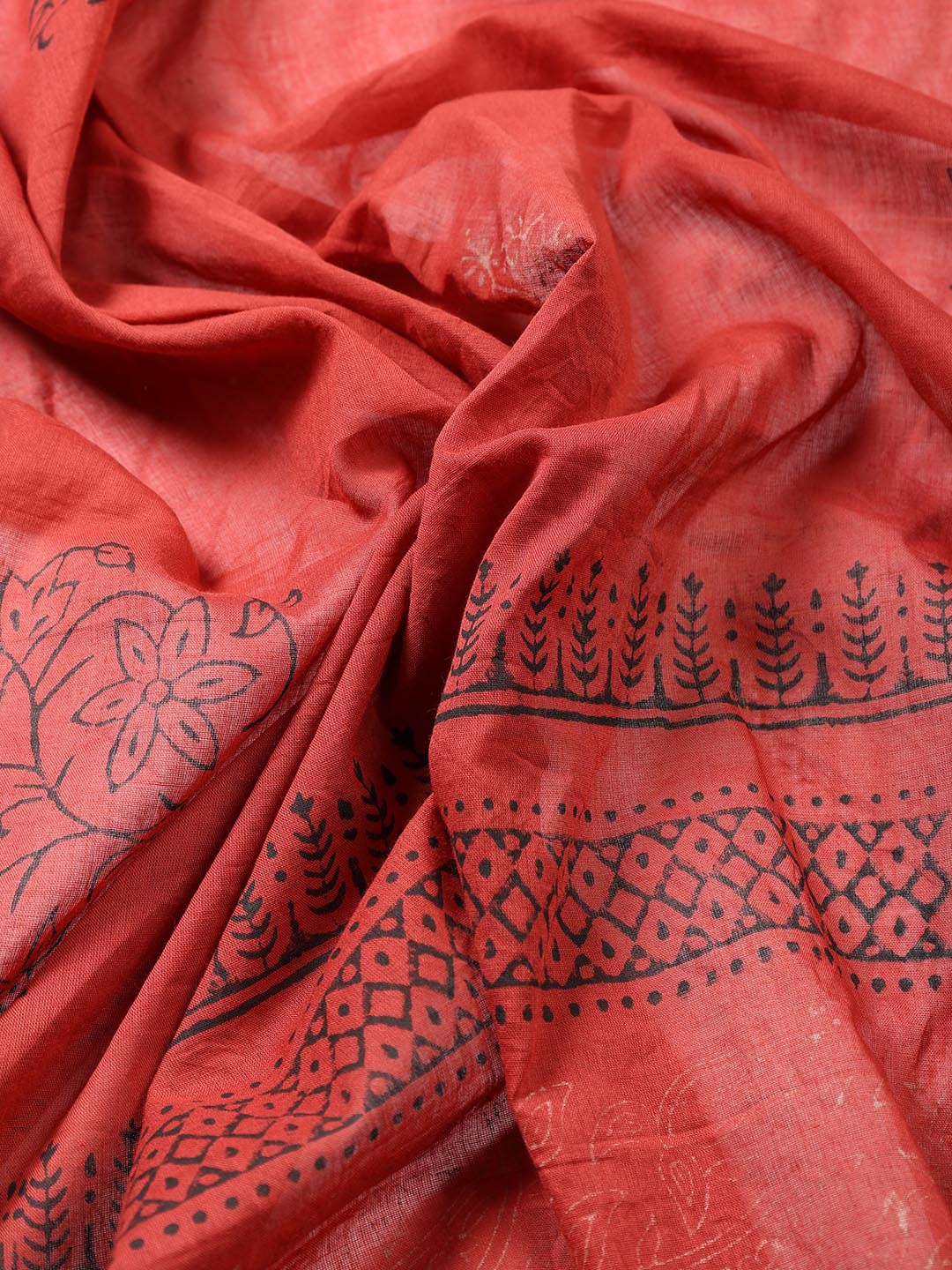 Printed Cotton Blend Unstitched Suit Piece With Dupatta