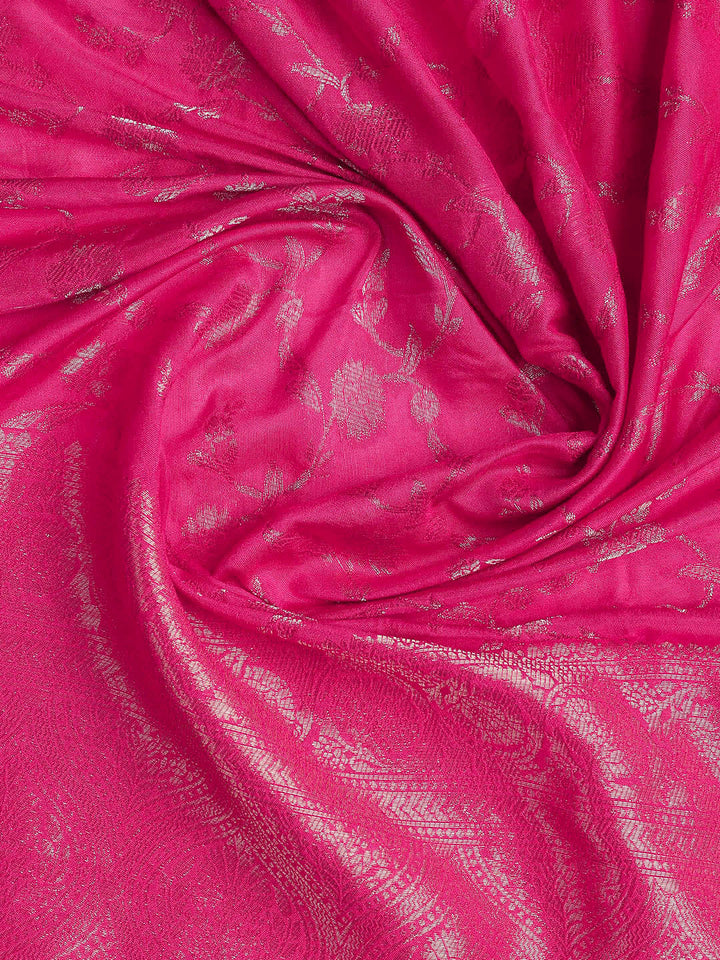 Embroidered Chanderi Unstitched Suit Piece With Dupatta