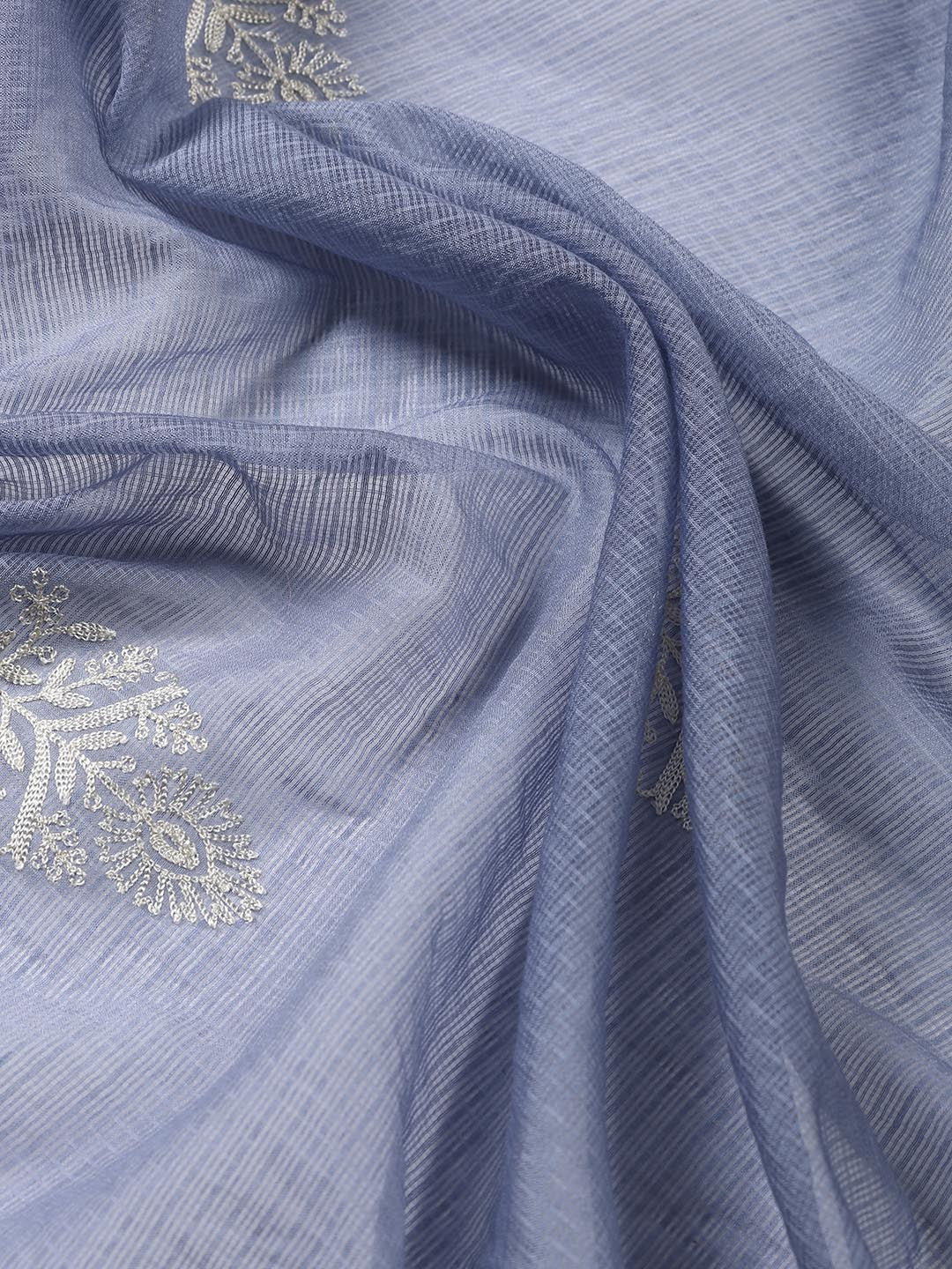Neck Embroidered Cotton Blend Unstitched Suit Piece With Dupatta