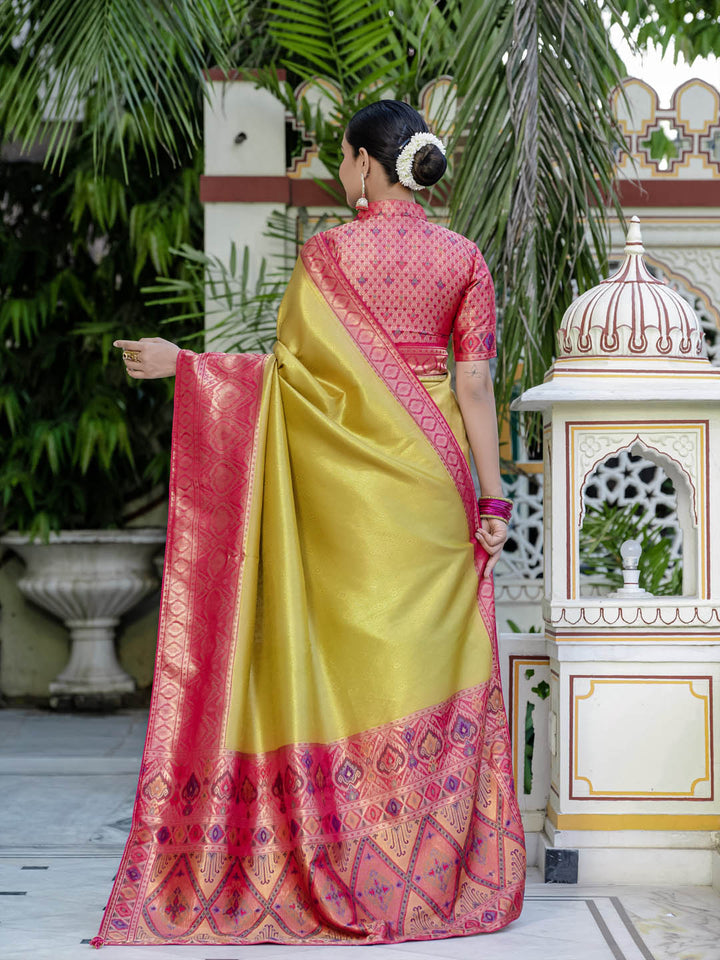 Plain Woven Border Kanjivaram Art Silk Saree