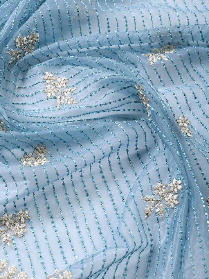 Embroidered Organza Unstitched Suit Piece With Dupatta