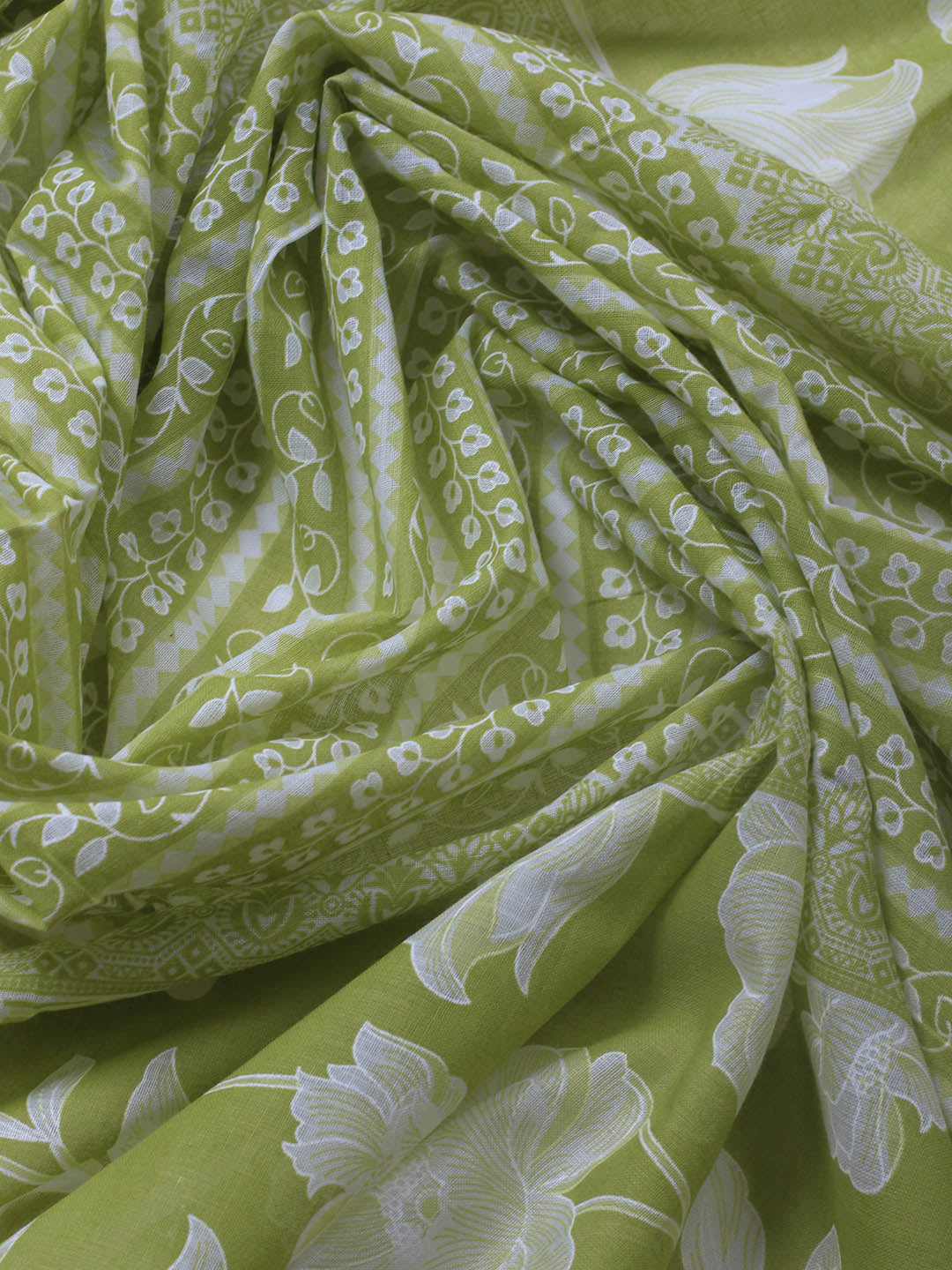 Printed Cotton Blend Unstitched Suit With Dupatta