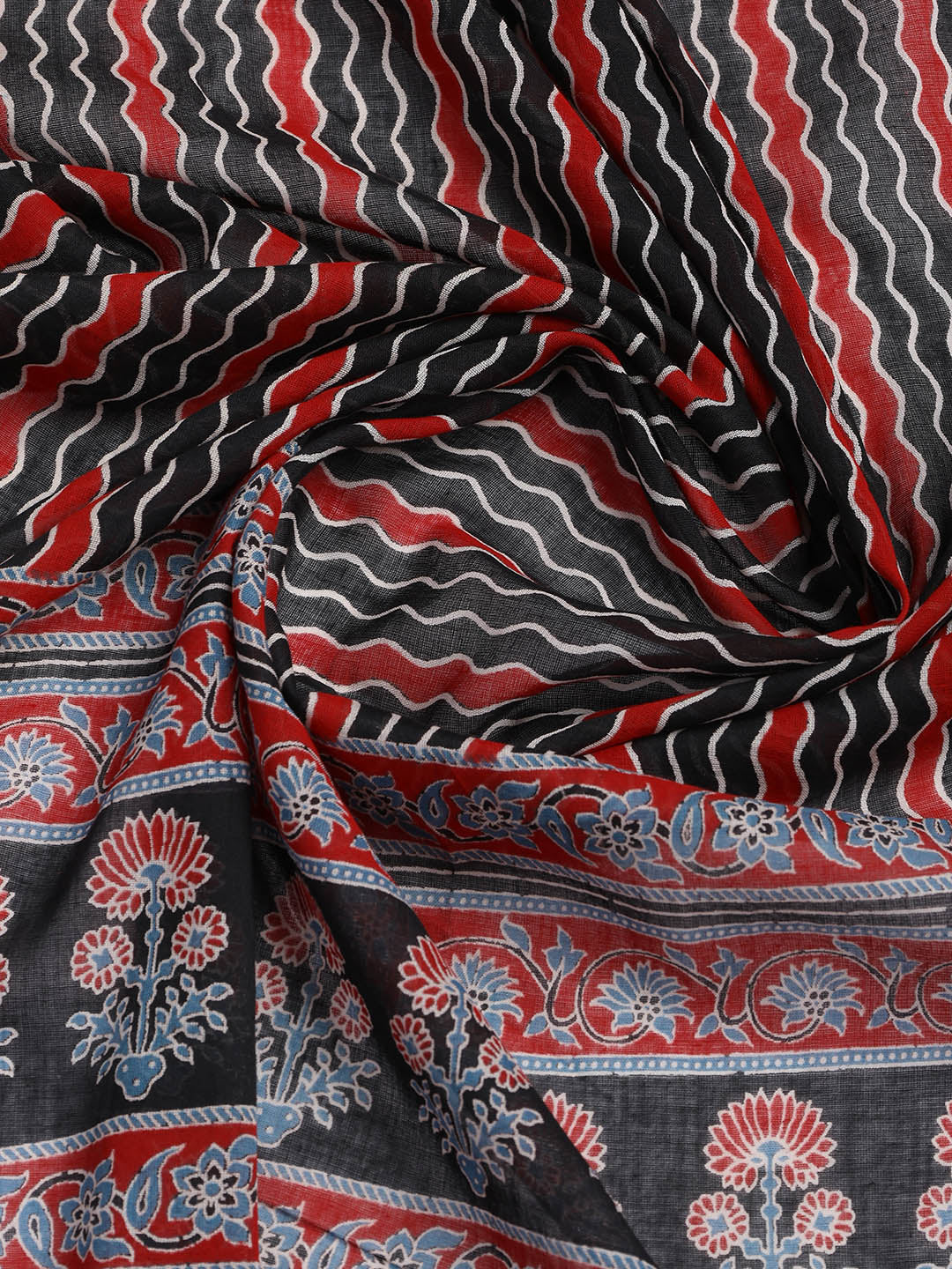 Printed Cotton Blend Unstitched Suit With Dupatta
