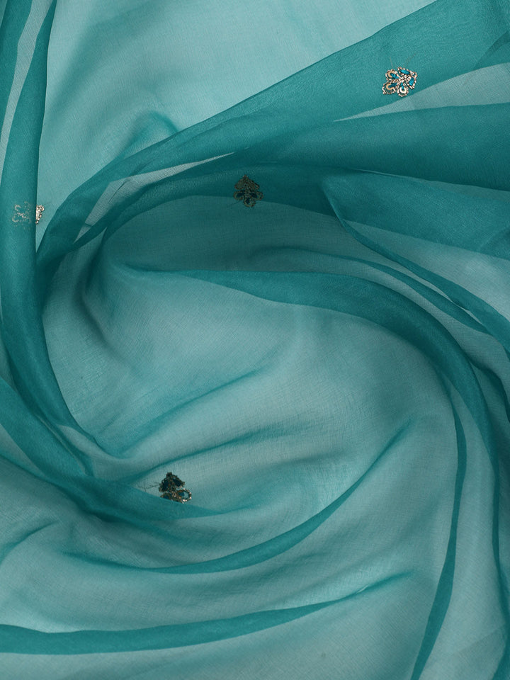 Neck Embroidered Organza Unstitched Suit With Dupatta