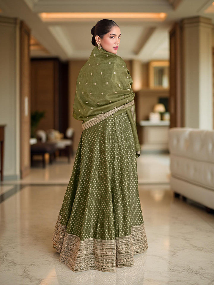 Banarsi Weave Tissue Kurta With Legging &amp; Dupatta