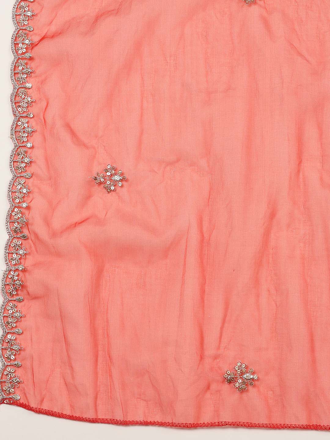 Neck Zari Embroidery Organza Unstitched Suit Piece With Dupatta