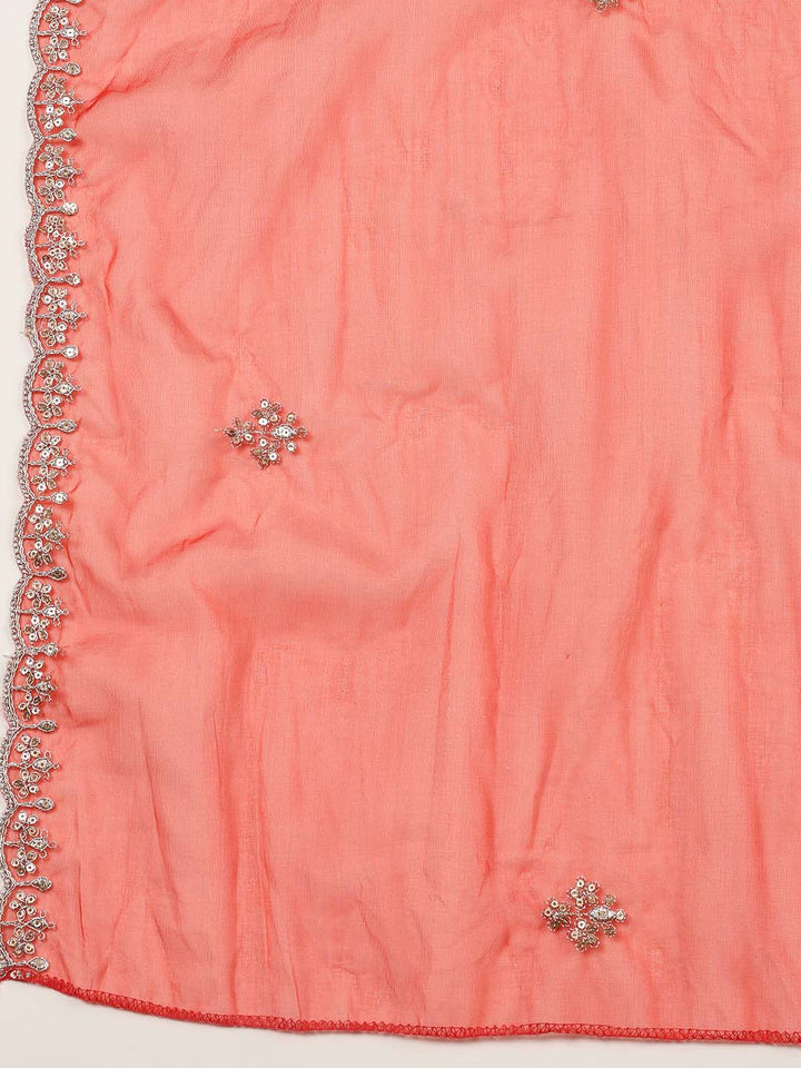 Neck Zari Embroidery Organza Unstitched Suit Piece With Dupatta