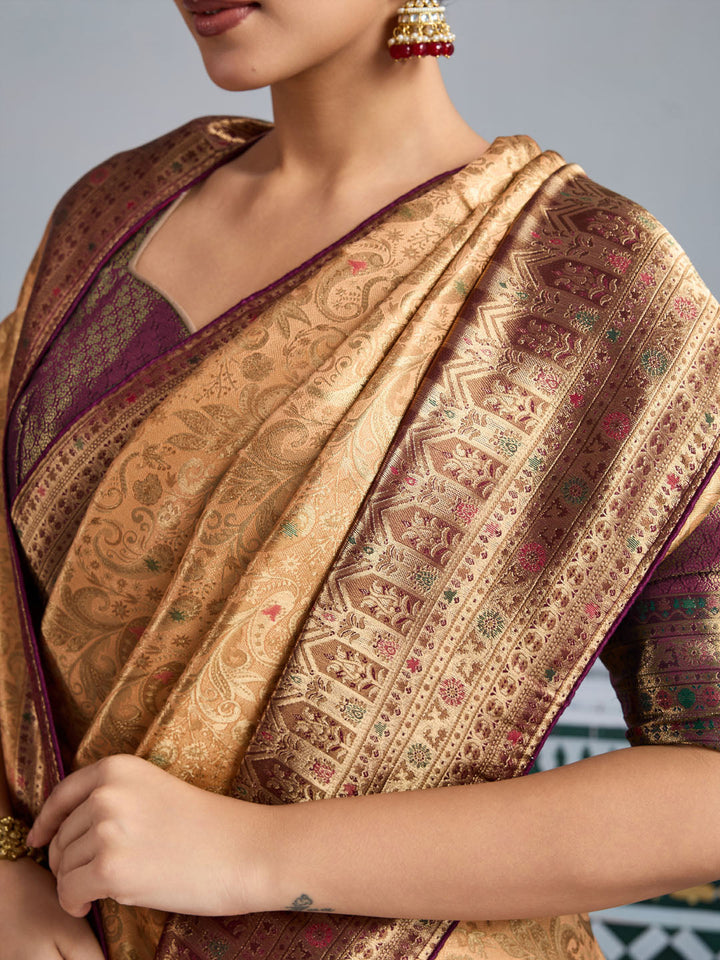 Woven Design Meenakari Kanjivaram Silk Saree