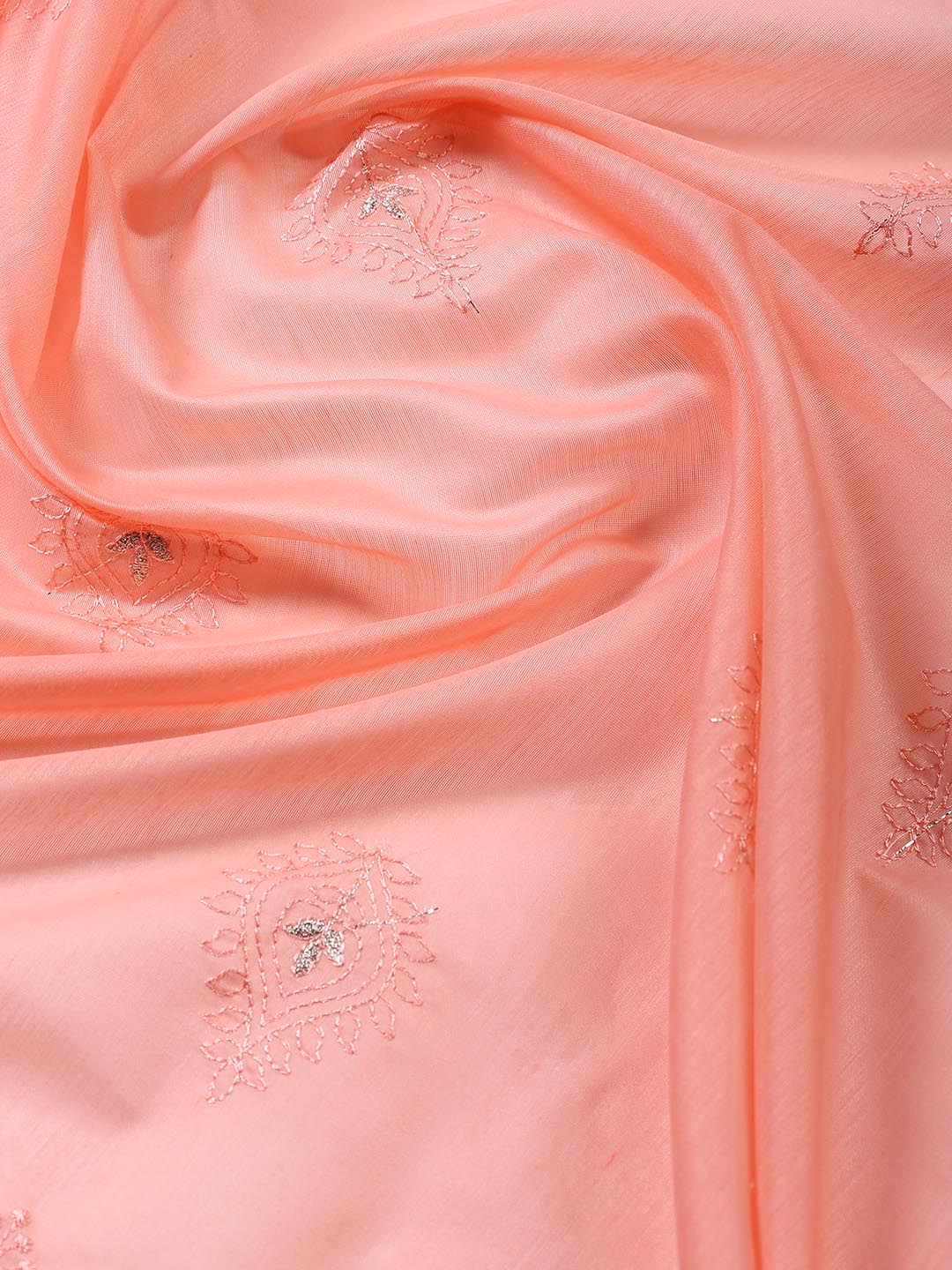 Embroidered Chanderi Unstitched Suit With Dupatta