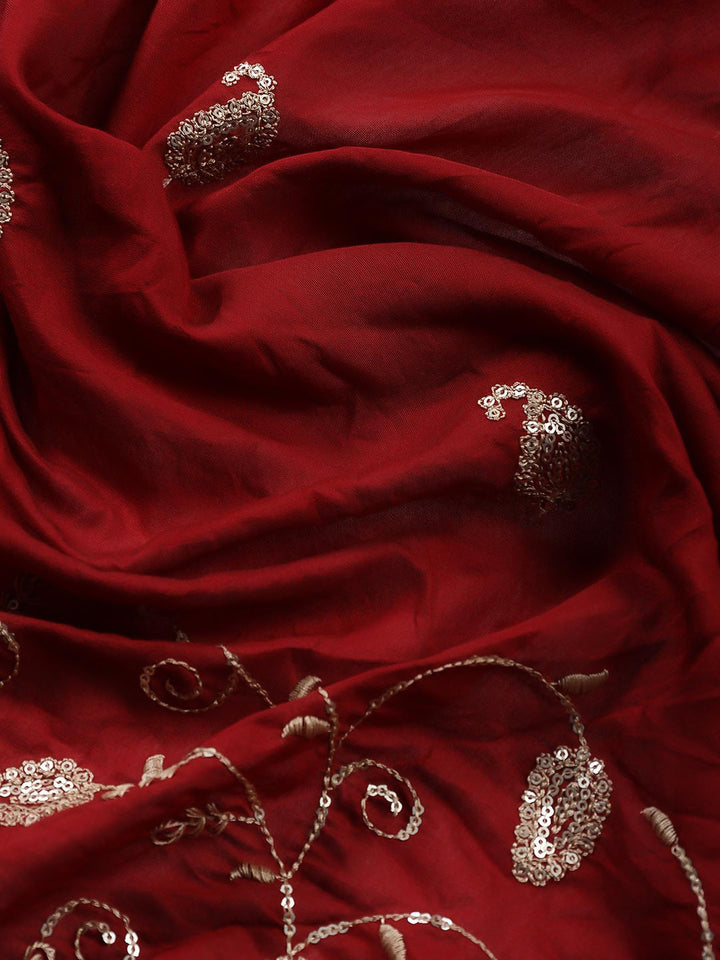 Neck Embroidered Cotton Blend Unstitched Suit Piece With Dupatta