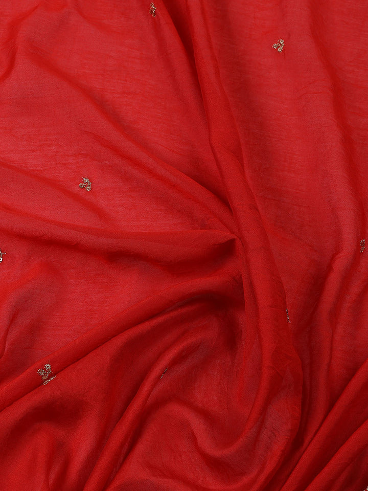 Neck Embroidered Cotton Blend Unstitched Suit With Dupatta