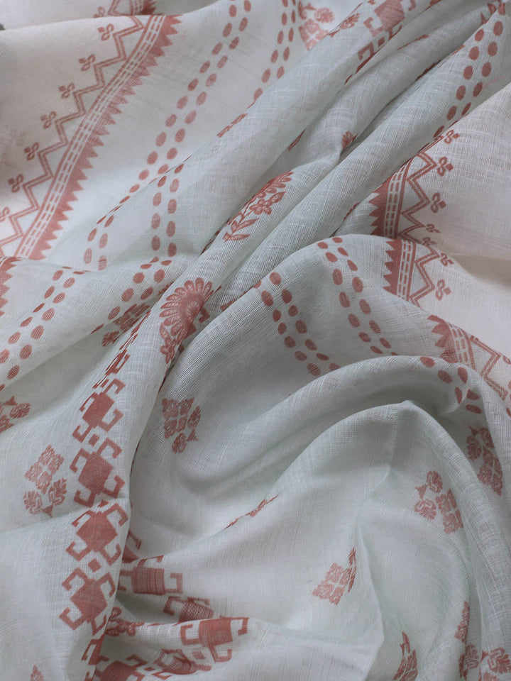Printed Linen Unstitched Suit With Dupatta