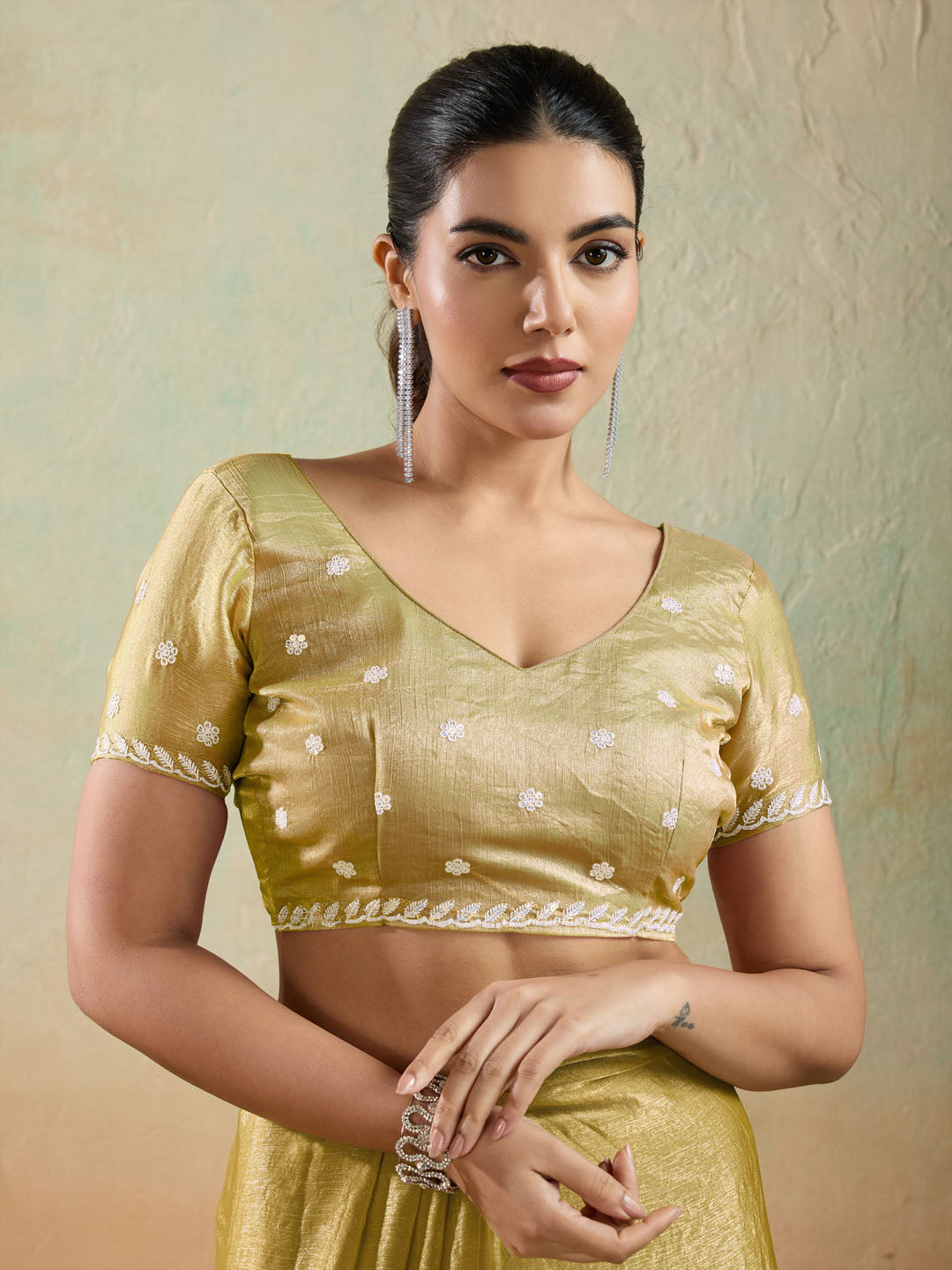 Embroidered Chiffon Velvet Saree
