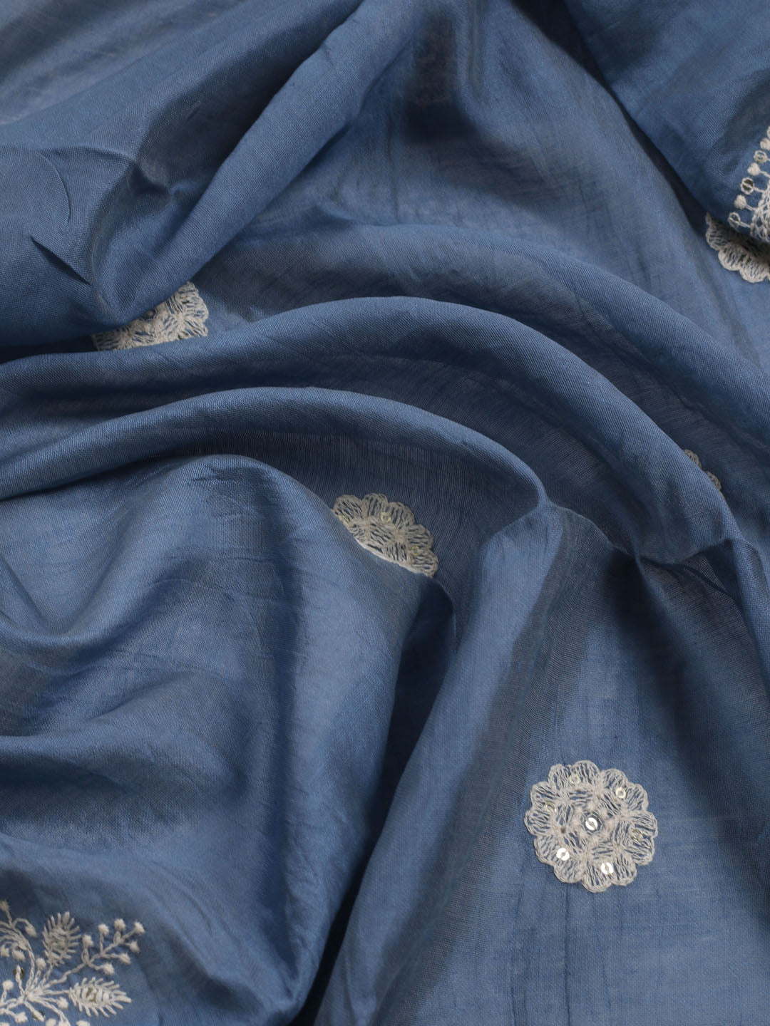 Thread Embroidery Cotton Blend Unstitched Suit With Dupatta