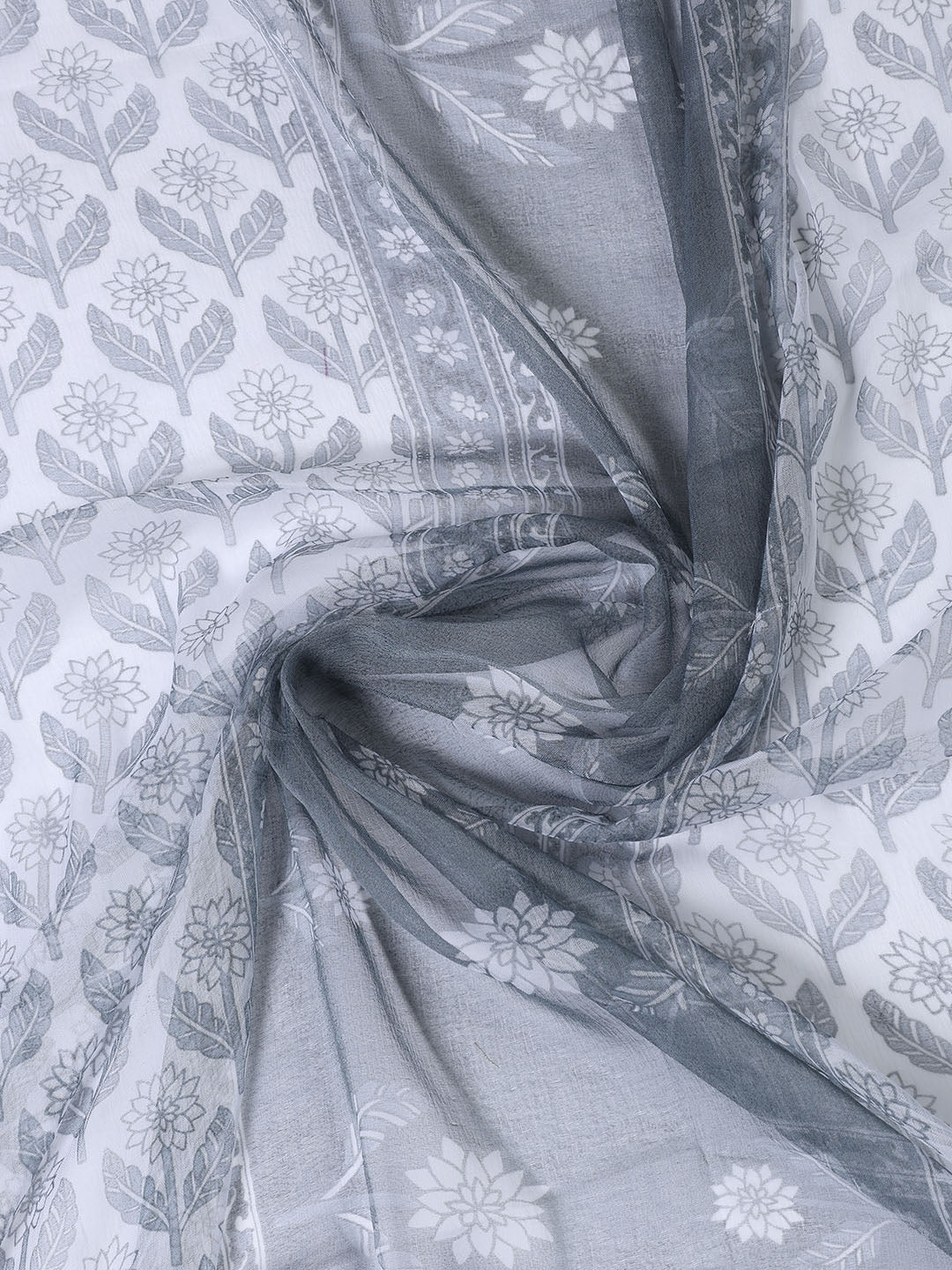 Printed Cotton Blend Unstitched Suit With Dupatta