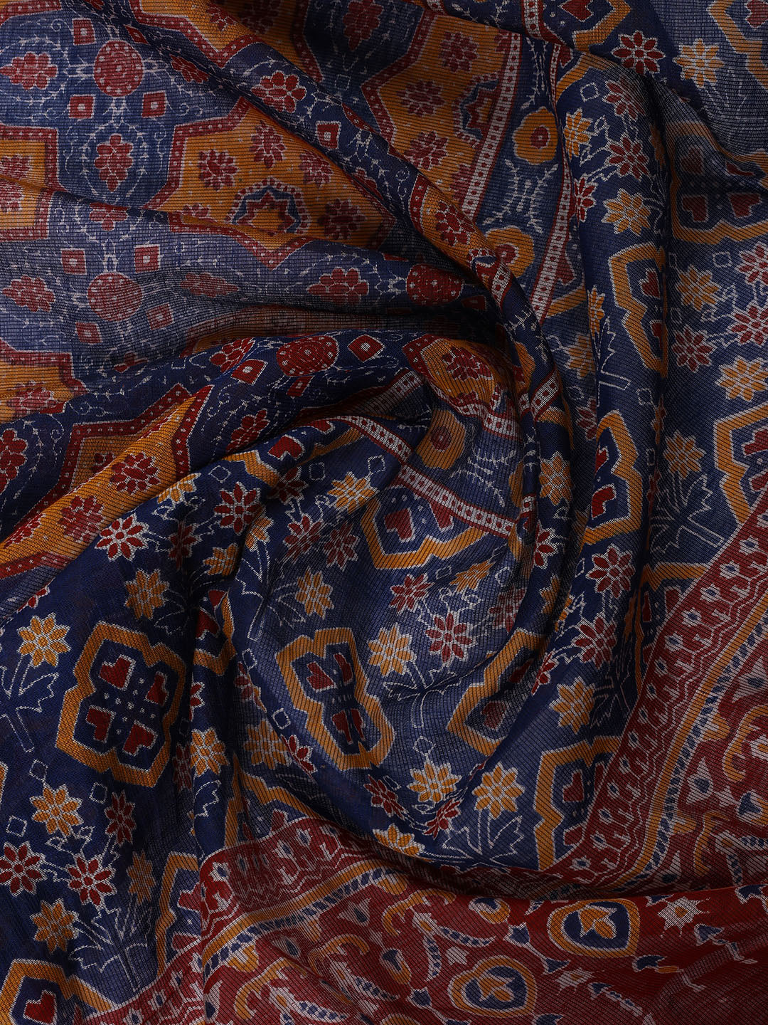 Printed Cotton Blend Unstitched Suit With Dupatta