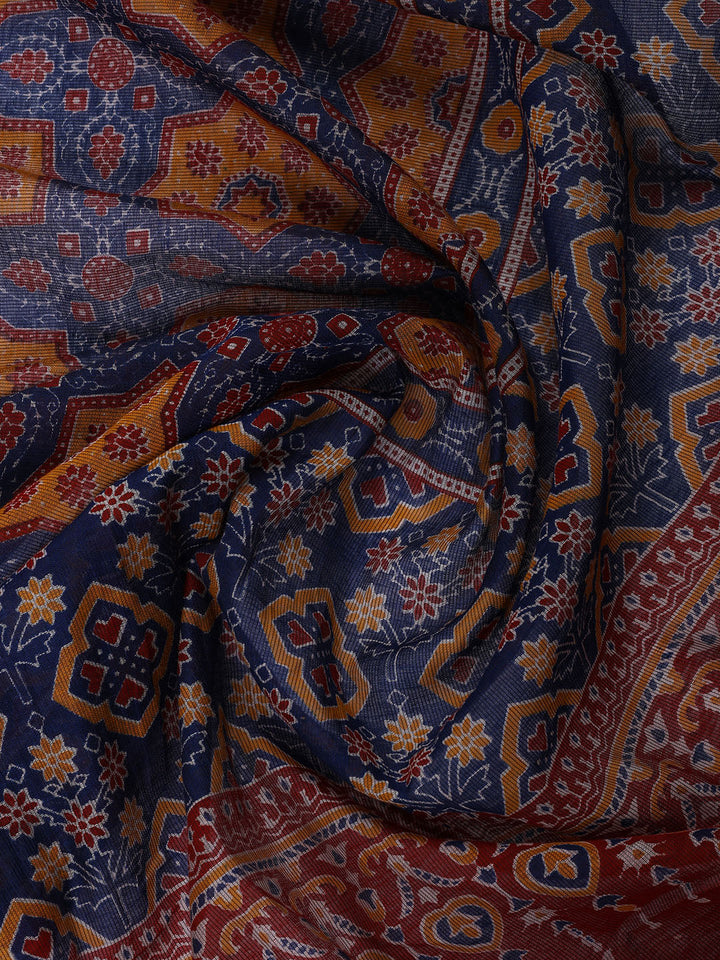Printed Cotton Blend Unstitched Suit With Dupatta