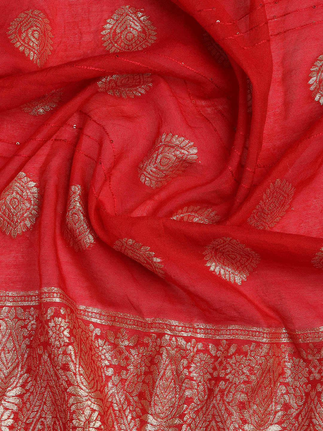Neck Embroidery Chanderi Unstitched Suit With Dupatta