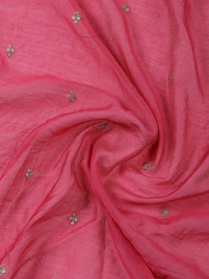 Neck Embroidered Cotton Blend Unstitched Suit With Dupatta