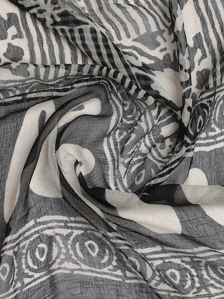 Printed Cotton Blend Unstitched Suit With Dupatta