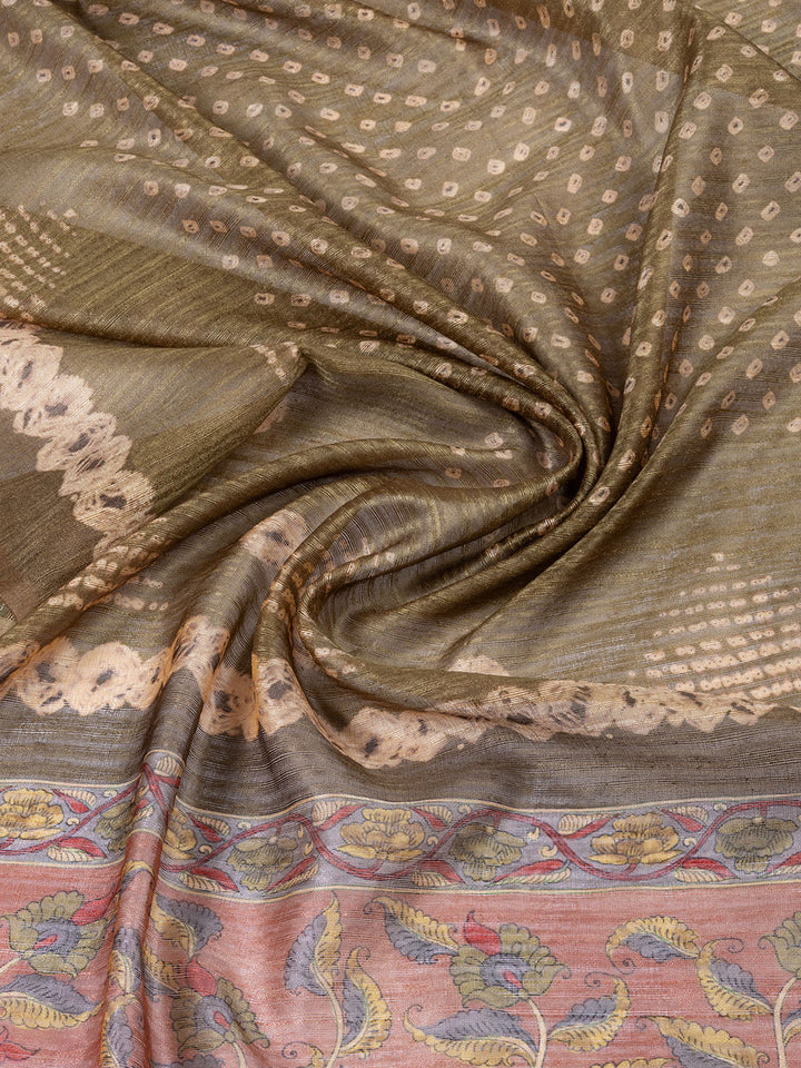 Neck Embroidered Tussar Unstitched Suit Piece With Dupatta