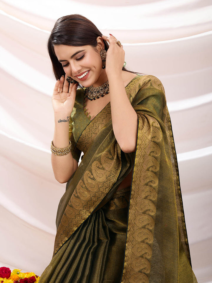 Woven Design Cotton Linen Saree