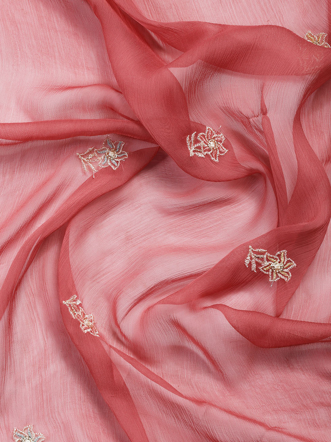 Embroidered Chanderi Unstitched Suit Piece With Dupatta