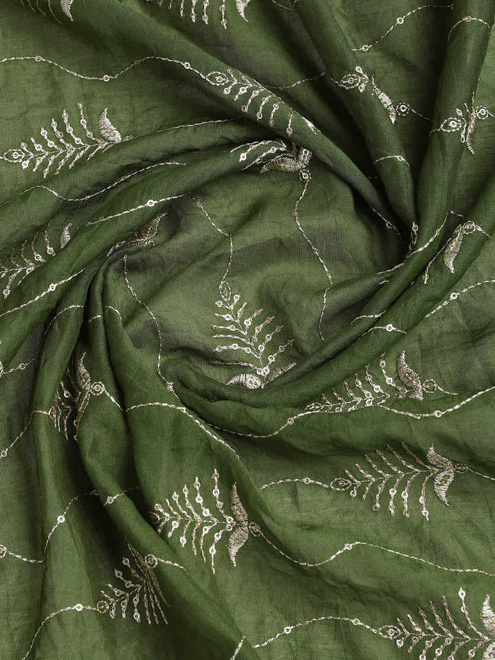 Neck Embroidered Cotton Blend Unstitched Suit Piece With Dupatta