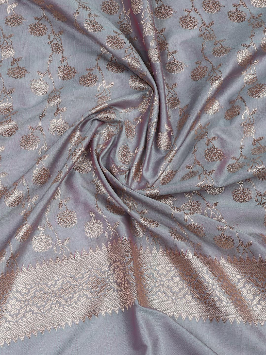 Floral Woven Booti Chanderi Unstitched Suit With Dupatta