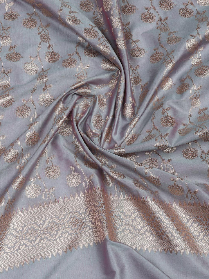 Floral Woven Booti Chanderi Unstitched Suit With Dupatta