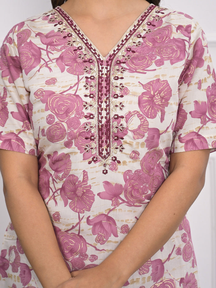 Printed Muslin Kurta With Pants