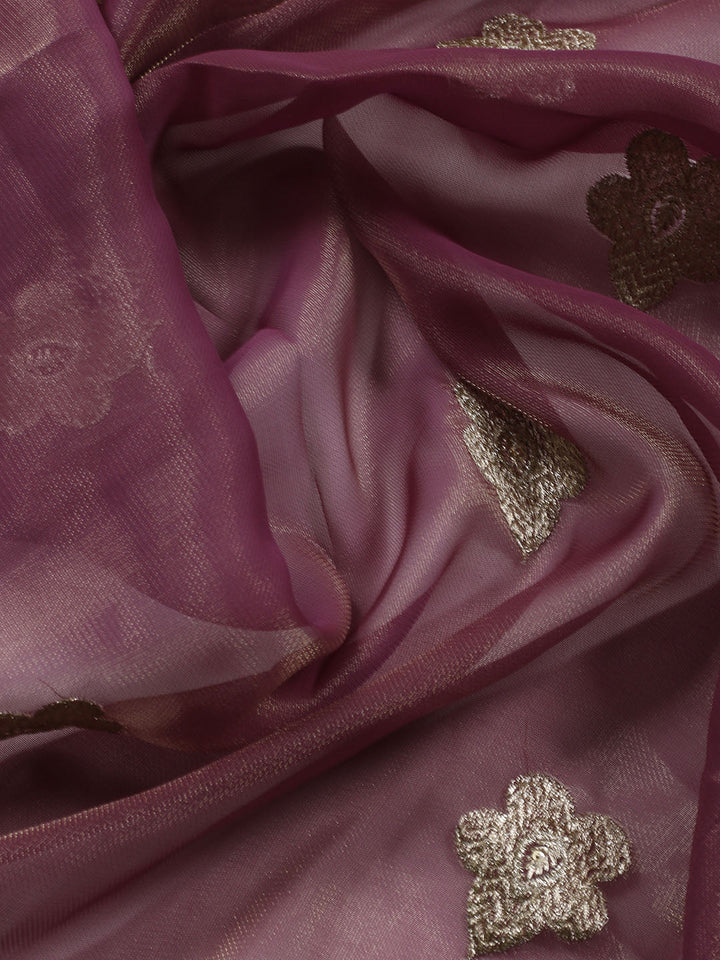 Neck Embroidered Tissue Unstitched Suit With Dupatta