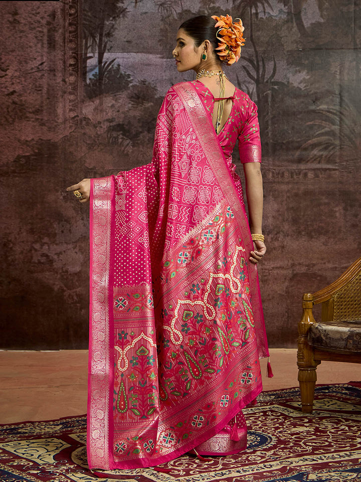 Bandhani Printed Art Silk Saree