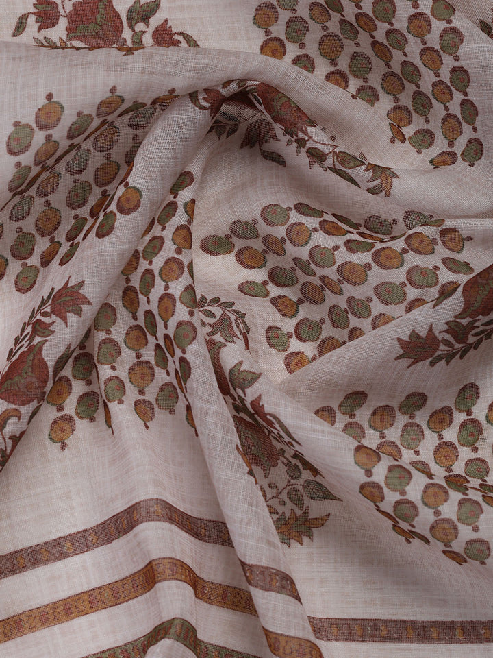 Printed Chanderi Unstitched Suit With Dupatta