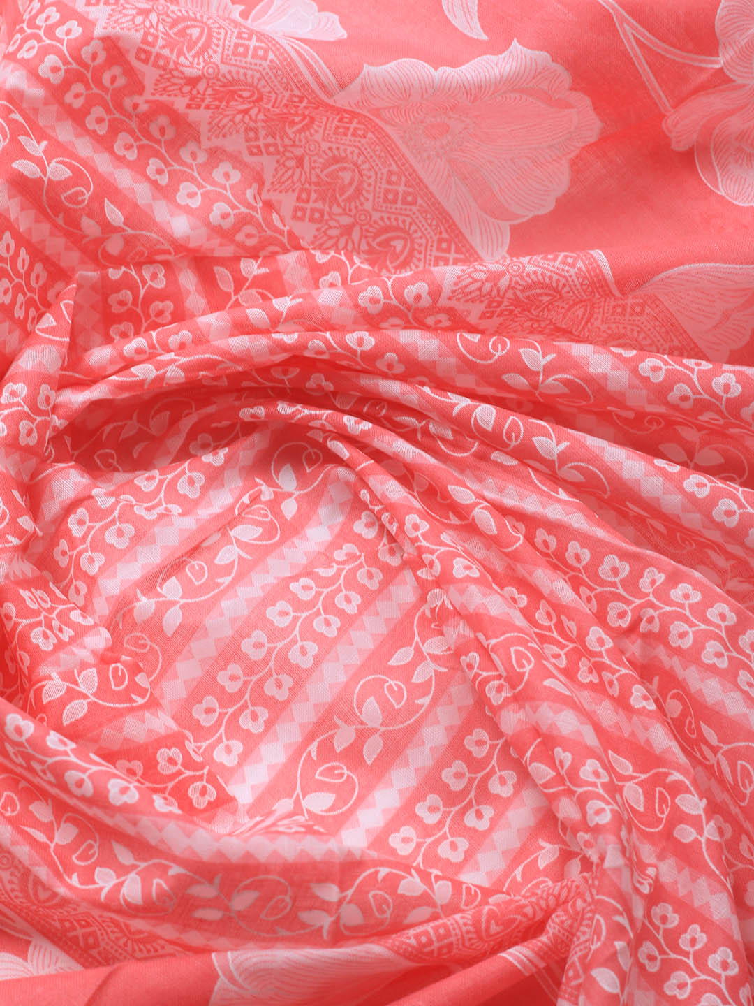 Printed Cotton Blend Unstitched Suit With Dupatta