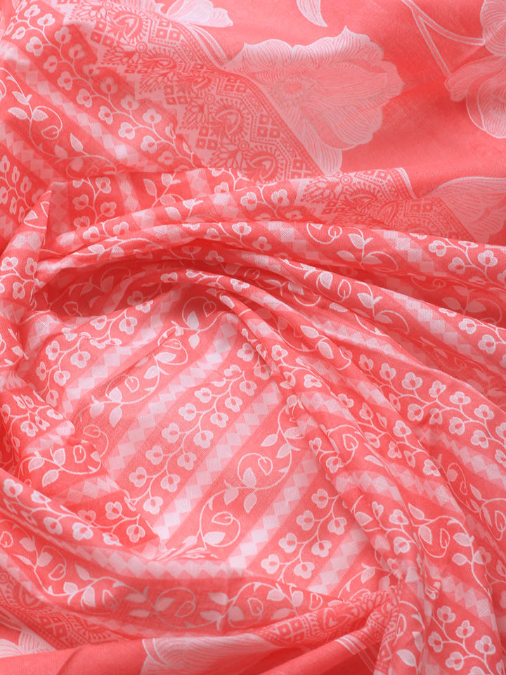 Printed Cotton Blend Unstitched Suit With Dupatta