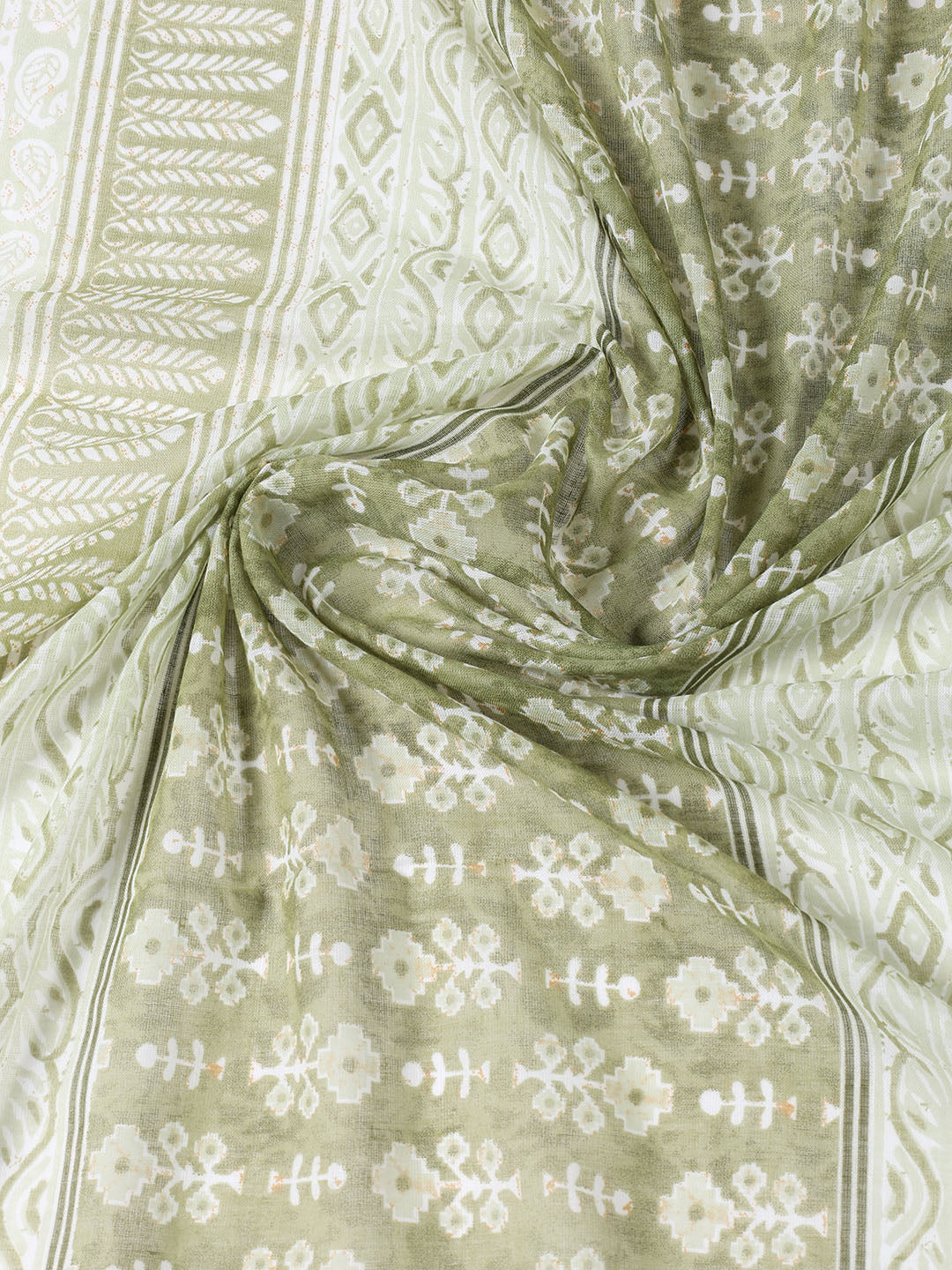 Neck Patti Cotton Blend Unstitched Suit With Dupatta