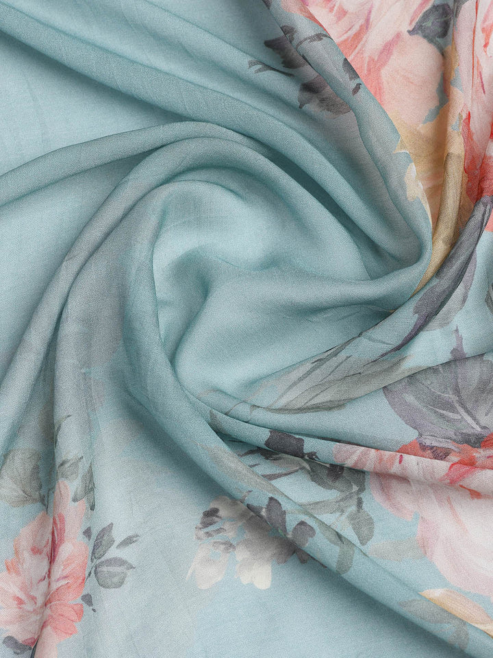 Printed Muslin Unstitched Suit With Dupatta