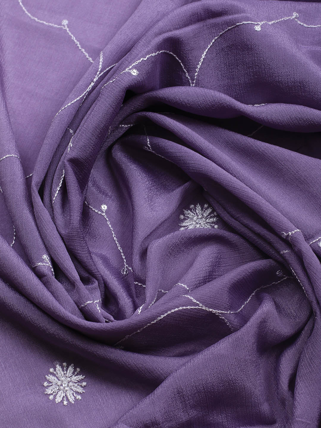 Embroidered Art Silk Unstitched Suit Piece With Dupatta