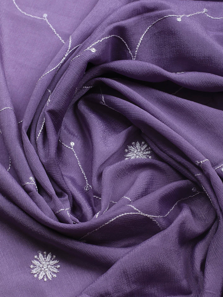 Embroidered Art Silk Unstitched Suit Piece With Dupatta